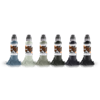 Komplettset von 6 World Famous Ink Poch's Muted Storms Tattoofarben je 30ml (1oz)