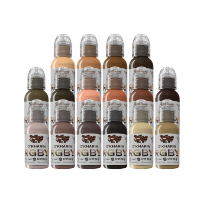 Komplettes Set mit 16 World Famous Ink Sasha O'Kharin RGBY Set - 16x 30 ml (1 oz)