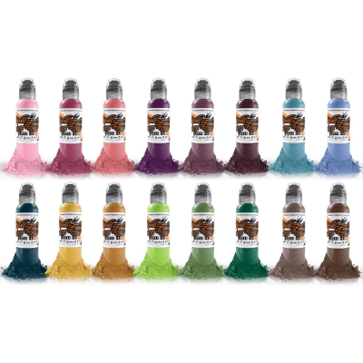 Komplettset von 16 World Famous Ink A.D. Pancho Tattoofarben je 30ml (1oz)