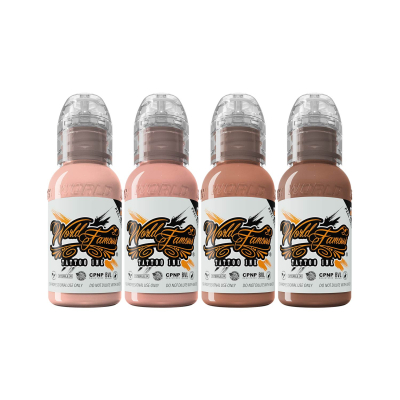 Komplettset von 4 World Famous Ink Maks Kornev's Pink Skintone Tattoofarben je 30ml 1(oz)